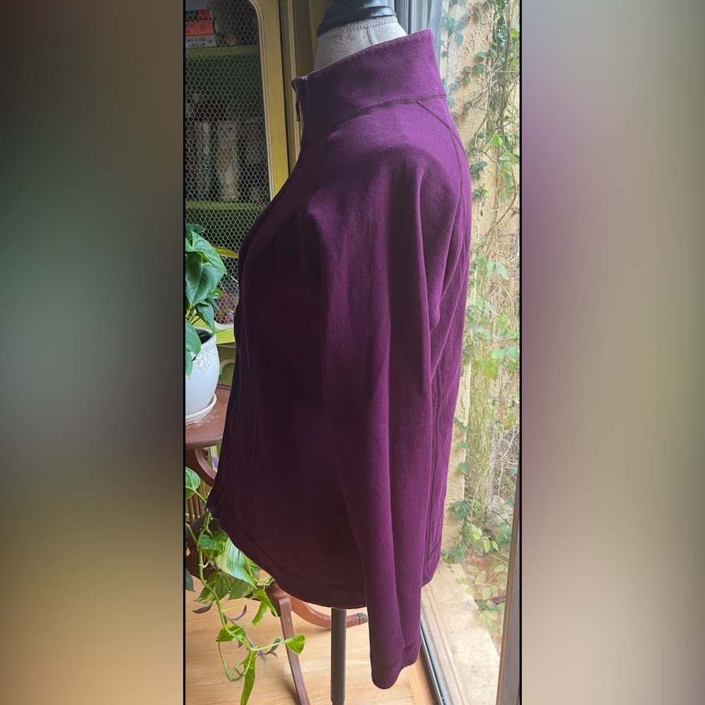 Reversible Purple Striped to Plain Flip Zip Jacket Well-Engineered Sz S / M - Picture 9 of 11